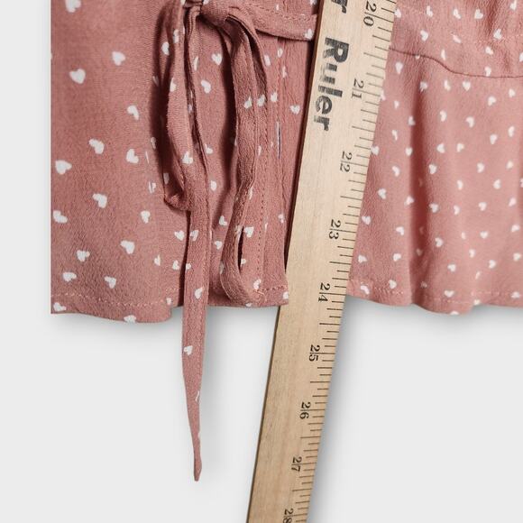 Rails Bretton Rosewood Mimi Hearts Pink V-Neck Blouse Women's Small - Picture 6 of 8
